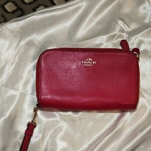 Coach Cherry Red Leather Wristlet
